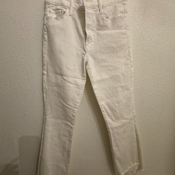 Mother Insider Crop Step Fray White Jeans,  Fairest Of Them All Size 27 - Picture 5 of 6